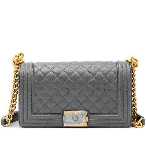 Chanel Grey Quilted Caviar Boy Bag Gold Hardware, 2022 .